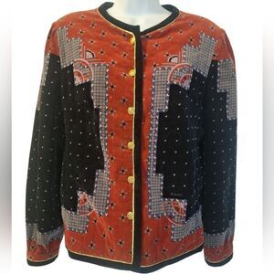 Saxton Hall vintage 80s velour velvet colorful jacket size 14